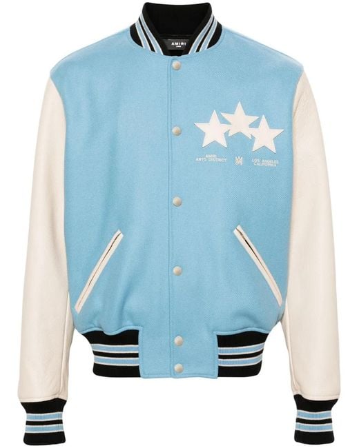 Amiri Blue Star-Patches Bomber Jacket for men