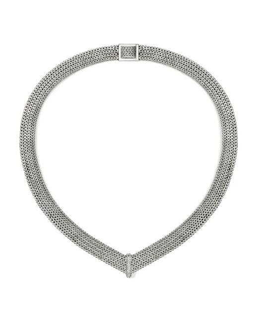 John Hardy Metallic Halskette Aus Sterlingsilber Mit Diamanten