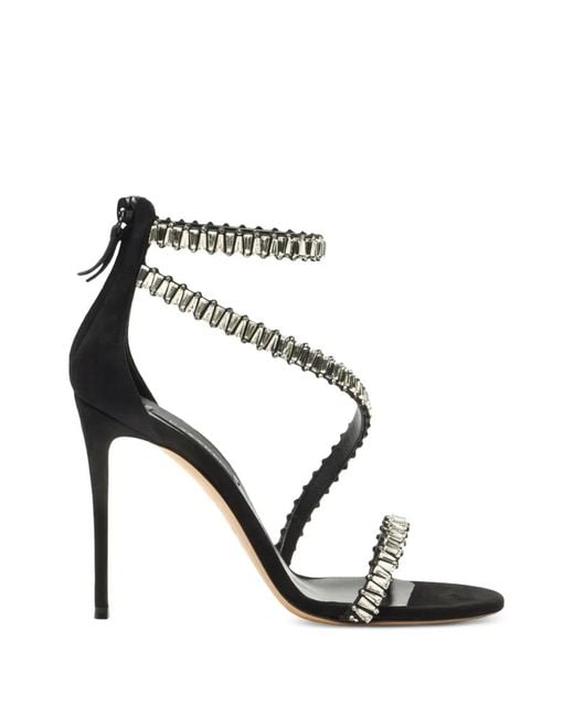 Casadei Black Julia Heaven Crystal-Embellished Wrap-Around Sandals