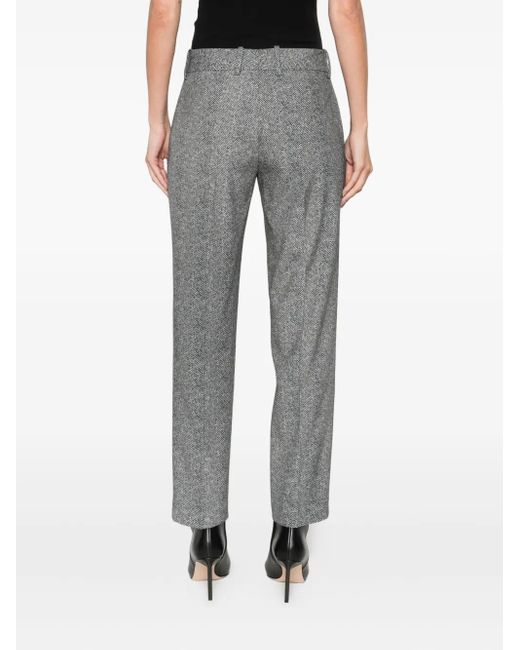 Ermanno Scervino Gray Herringbone-Pattern Trousers