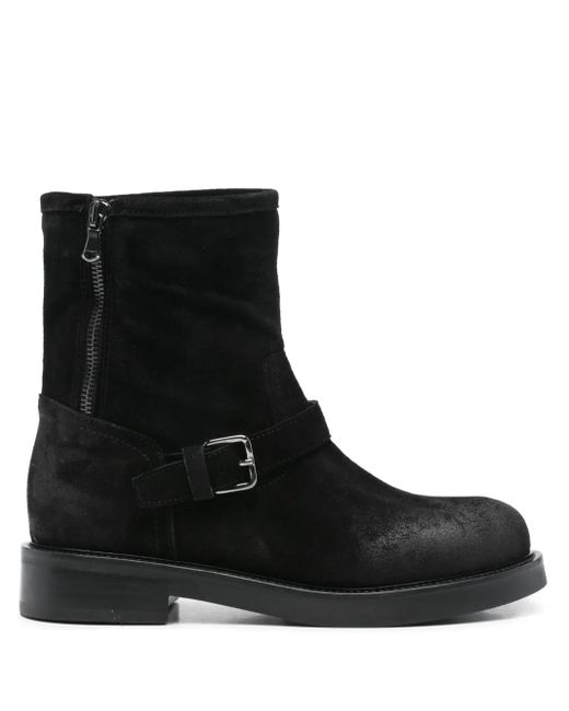 Julie Dee Black 35Mm Buckle Zip Boots