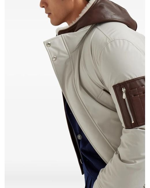 Brunello Cucinelli Gray Double Closure Padded Jacket for men