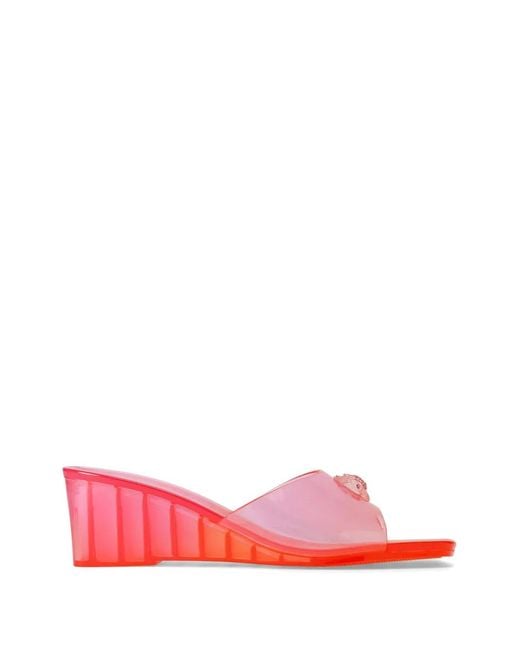 Kurt Geiger Pink Maddison Eagle-Head Wedge Sandals