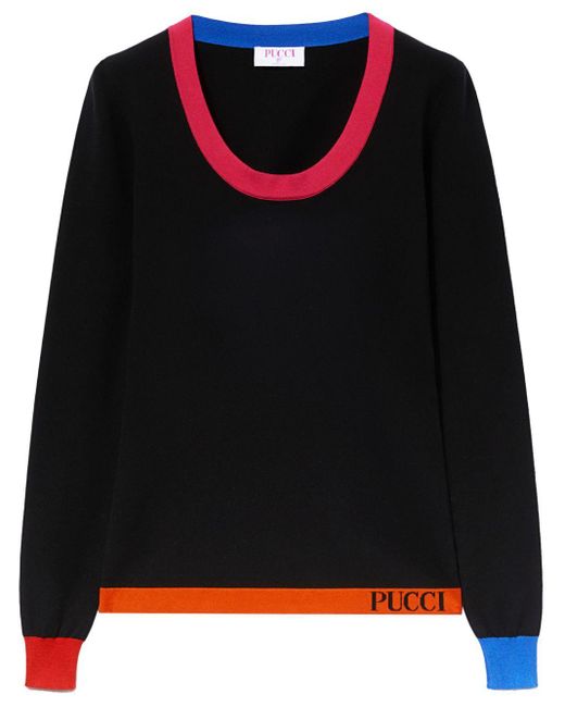 Emilio Pucci Black Pullover in Colour-Block-Optik