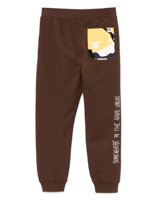 Aape By A Bathing Ape Brown Logo-Patch Track Pants for men
