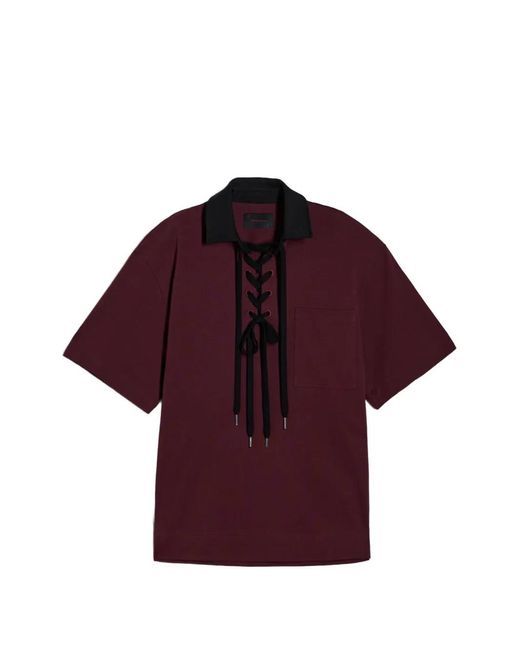 Simone Rocha Red Lace-Up Rugby Polo Shirt for men