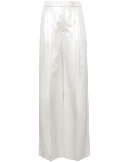 Chloé Pleated Wide-leg Trousers in het White