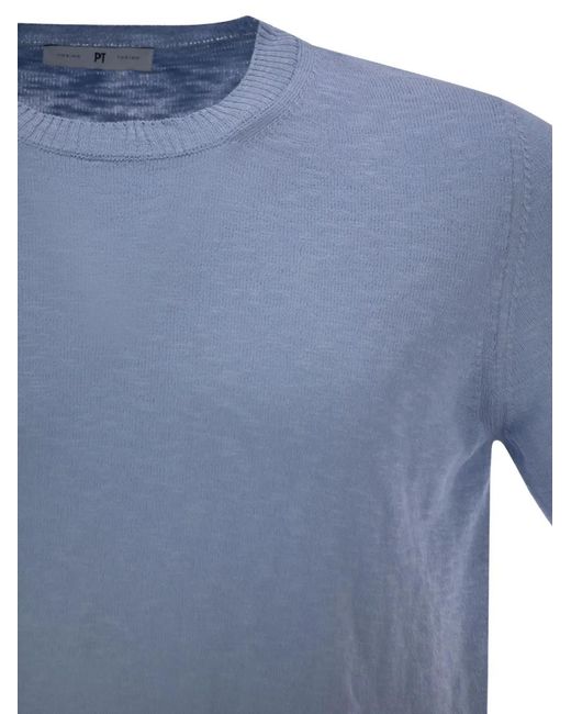 PT Torino Blue Crew-Neck Short-Sleeve T-Shirt for men