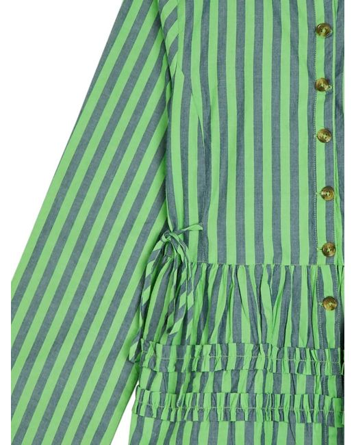 Damson Madder Green Striped Button Blouse
