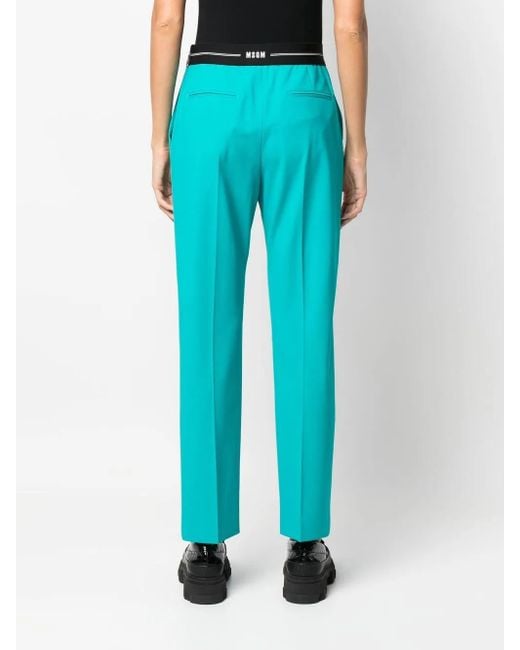 MSGM Pantalon Met Logotaille in het Blue
