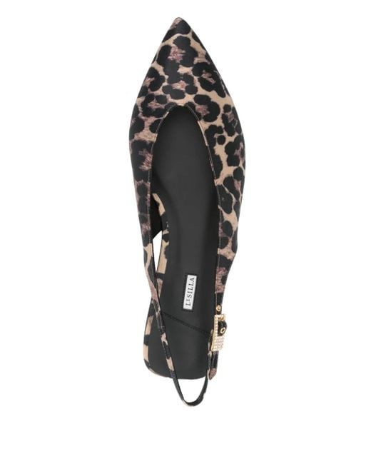 Le Silla White Leopard Ballet Flats