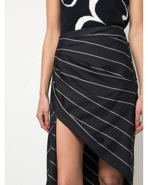 Monse Black Pinstriped Asymmetric Skirt
