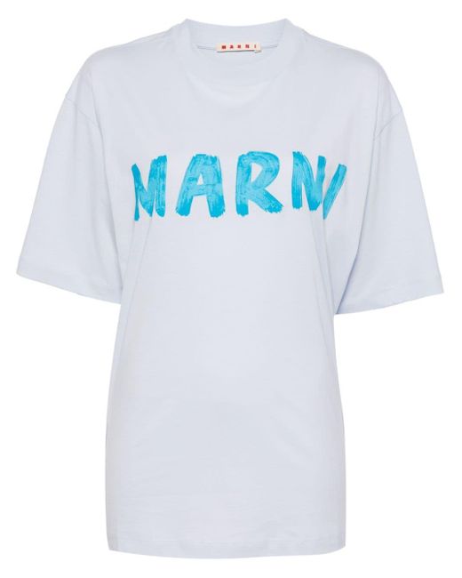 T-shirt en coton à logo imprimé Marni en coloris Blue