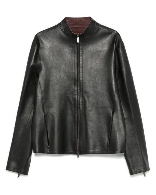 Emporio Armani Black Leather Jacket for men