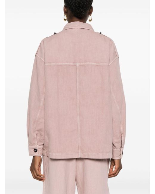 Brunello Cucinelli Denim Shirtjack Met Monili Details in het Pink
