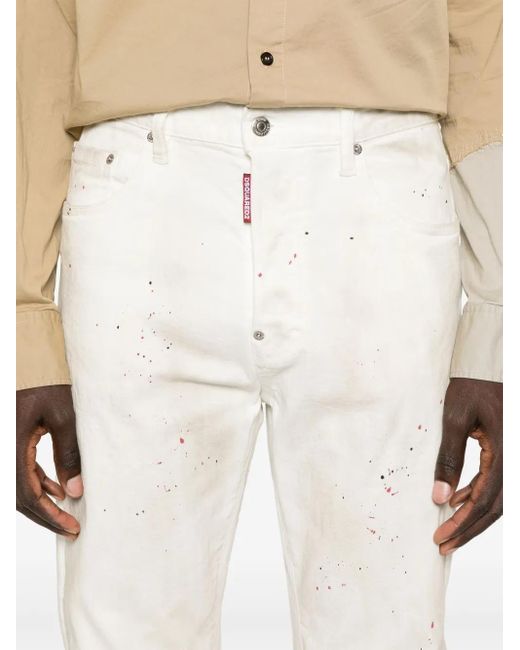 DSquared² White Paint-Splatter Jeans for men