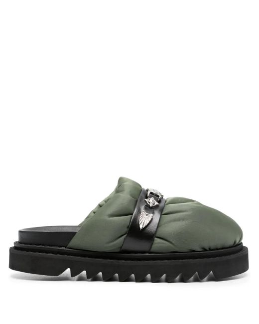 Toga Virilis Green Stud-Embellished Slip-On Mules for men