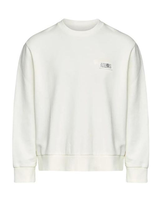 MM6 by Maison Margiela White Logo-Patch Sweatshirt for men