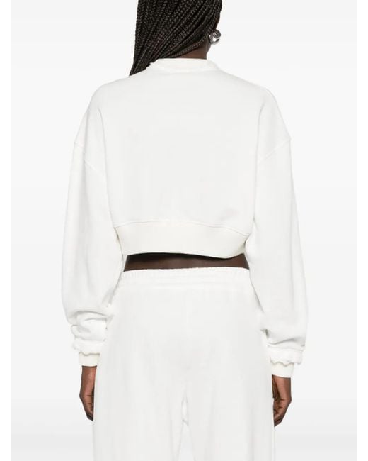McQueen White Cropped Sweatshirt