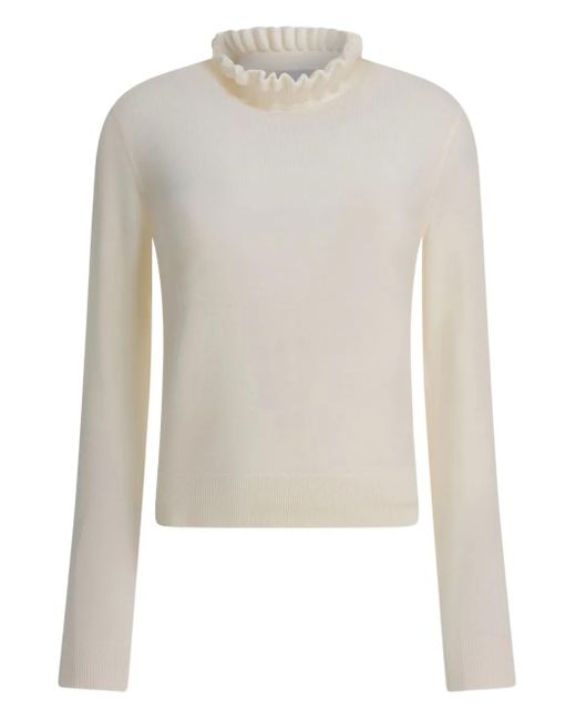 Alexander McQueen White Ruffled Sweater