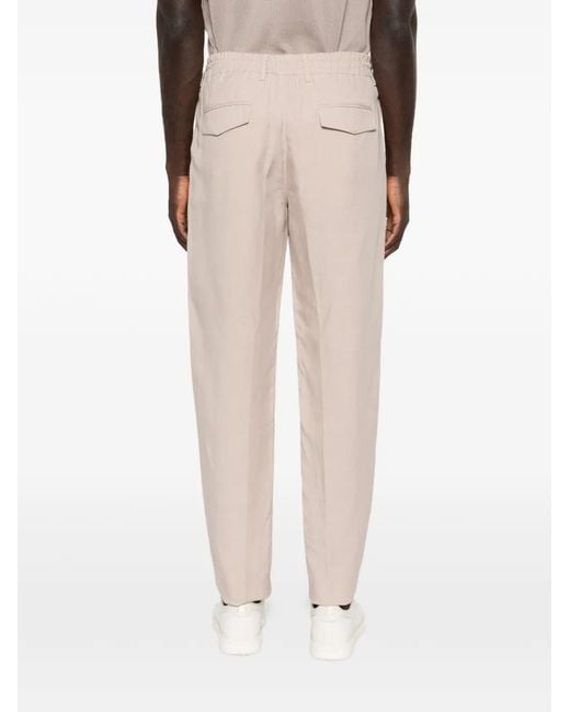 Eleventy White Drawstring Pleated Trousers for men