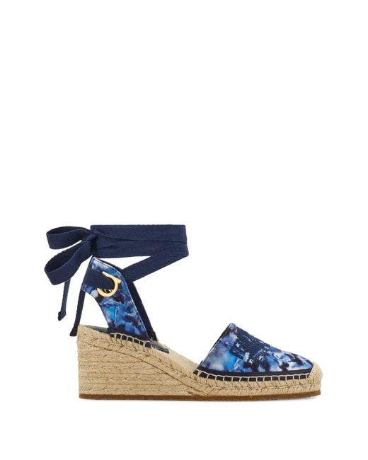 Ferragamo Blue Carantion Print Espadrilles