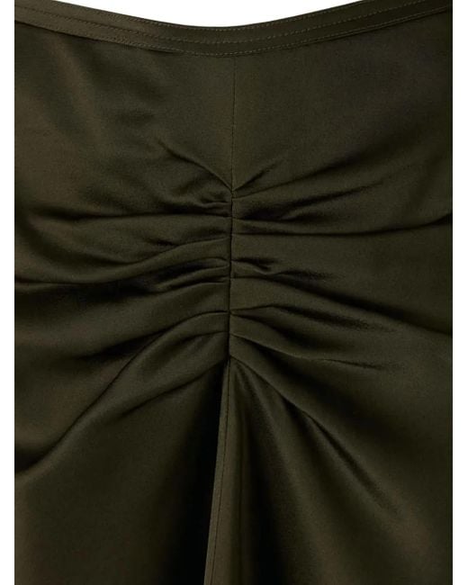 Victoria Beckham Green Pleated Wool Midi Skirt