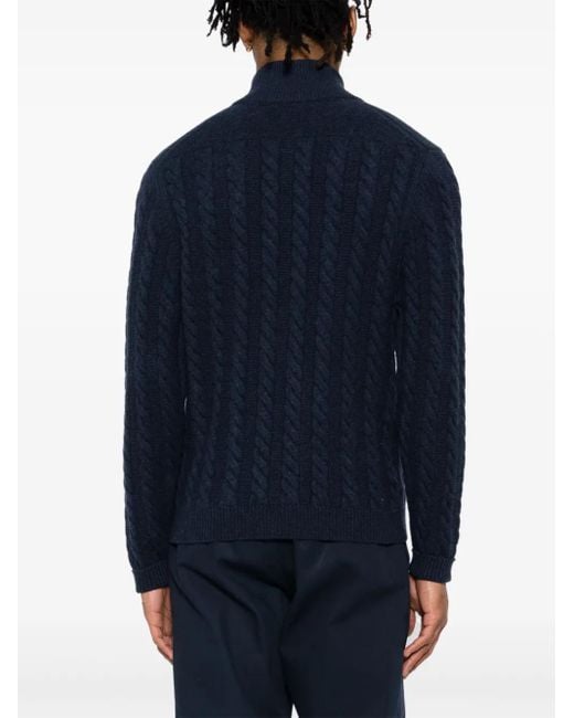 N.Peal Cashmere Blue Richmond Cable Sweater for men