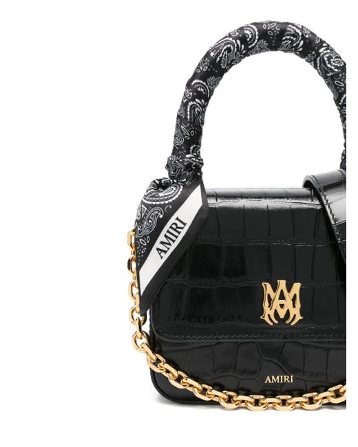 Amiri Black Satchel-Tasche mit Kroko-Effekt