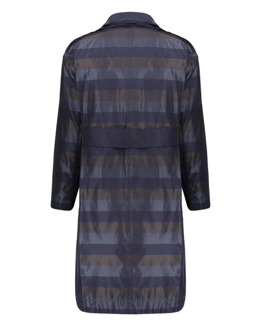 Moorer Blue Striped Trench Coat