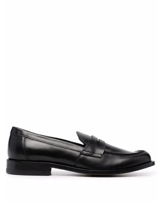 Scarosso Black Harper Leather Penny Loafers
