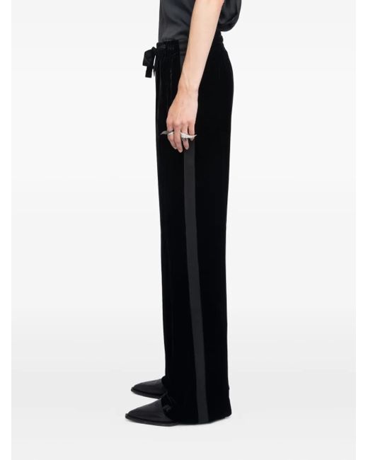 Zadig & Voltaire Black Poma Velvet Side-Stripe Trousers