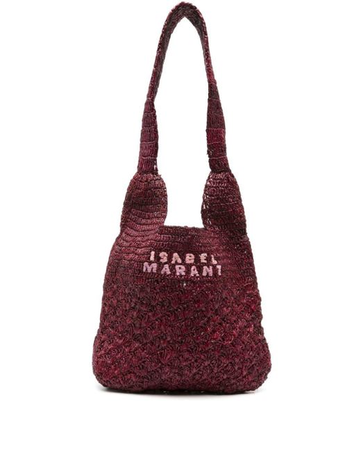 Isabel Marant Purple Small Praia Raffia Shoulder Bag