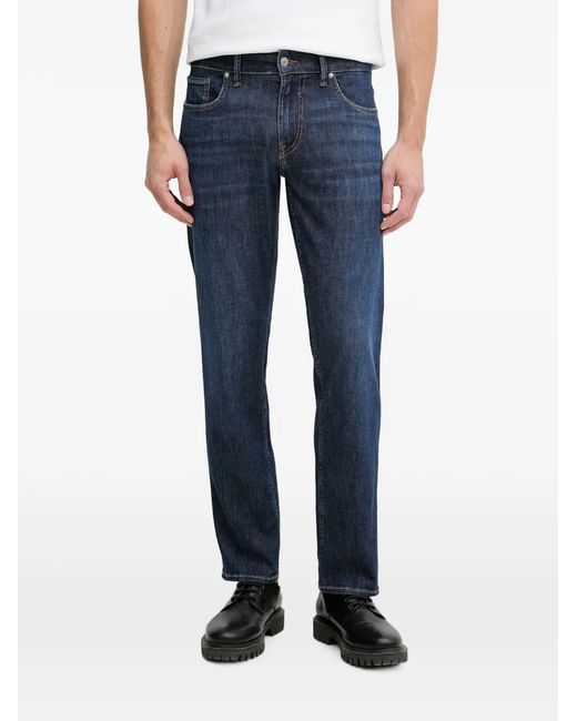 Guess Blue Logo-Patch Slim-Fit Jeans for men