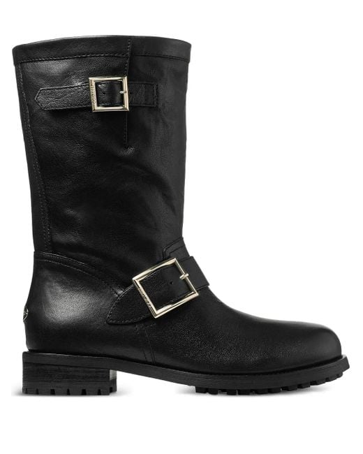 Jimmy Choo Black 'Biker Mid' Boots