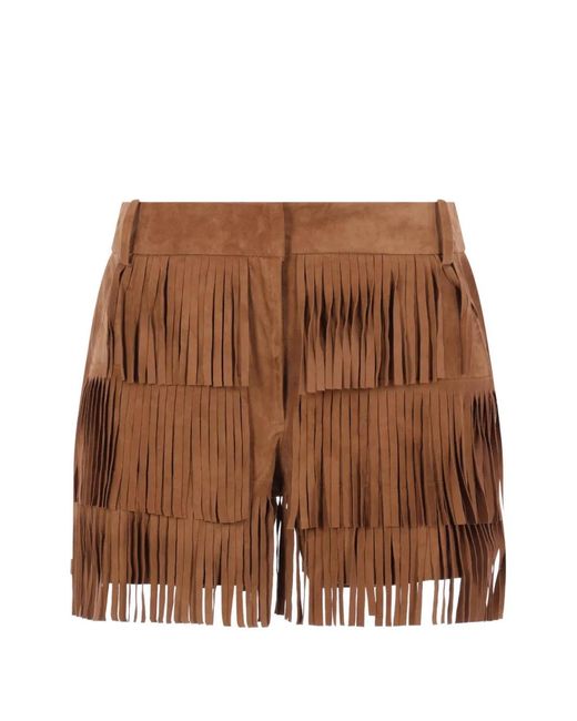 FEDERICA TOSI Brown Fringed Shorts
