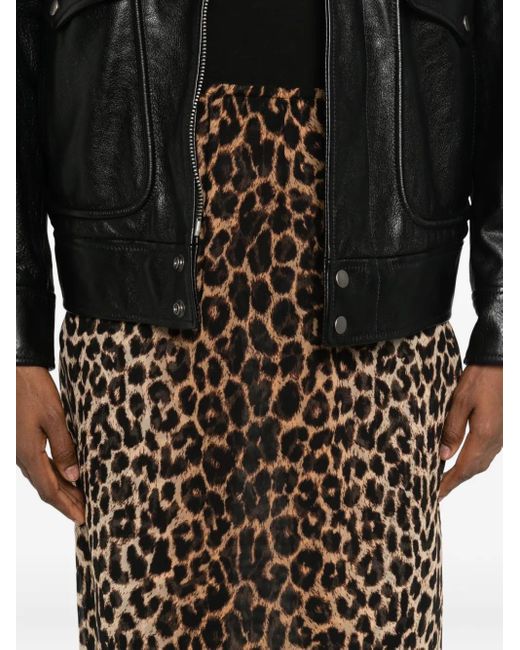 Saint Laurent Black Animal-Print Skirt