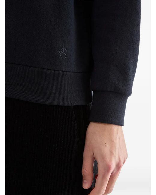 Jil Sander Black Monogram-Embroidered Polo-Collar Sweatshirt for men