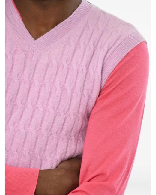 DSquared² Red Cable-Knit V-Neck Vest for men