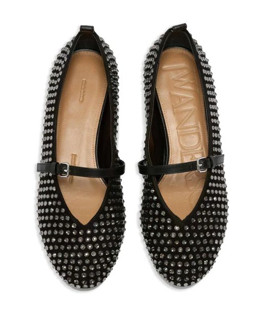 J.W. Anderson Black Crystal-Embellished Ballet Flats