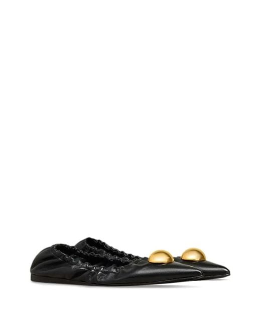 AMI Black Pointed-Toe Leather Ballerinas