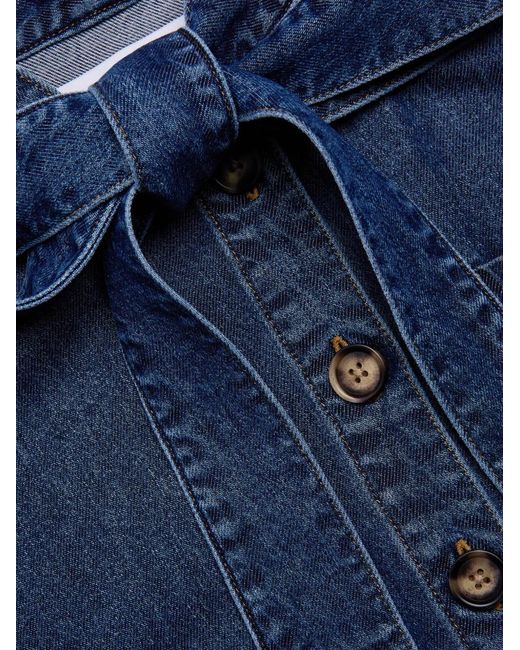 Self-Portrait Blue Pussy-Bow Buttoned Shirt