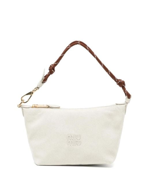 Miu Miu Gabardine Pouch in White | Lyst
