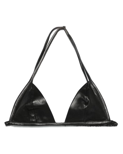 Rick Owens クロップド レザートップ Black