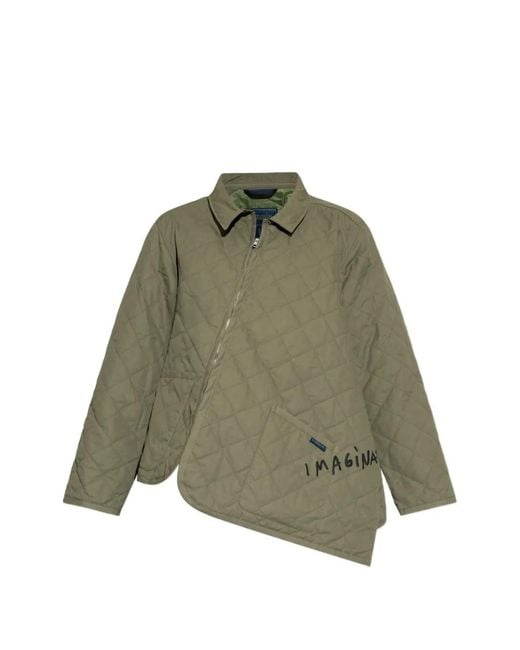 Comme des Garçons Green Quilted Asymmetric Jacket for men