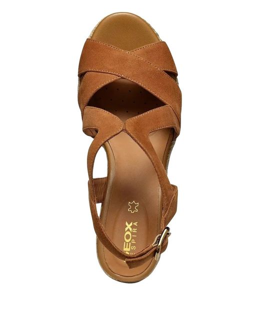 Geox Brown Crossover Wedge Espadrilles