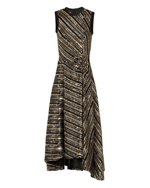 Giambattista Valli Black Sequin-Stripe Asymmetrical Dress