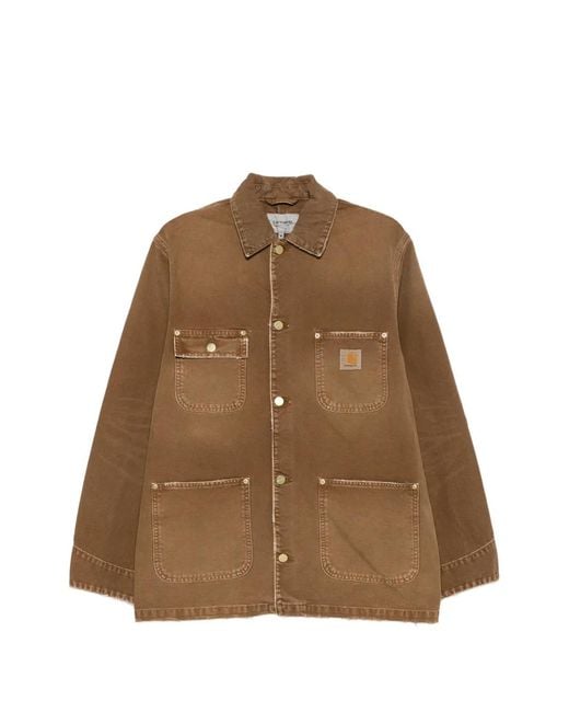 Carhartt Brown Chore Logo-Patch Jacket for men