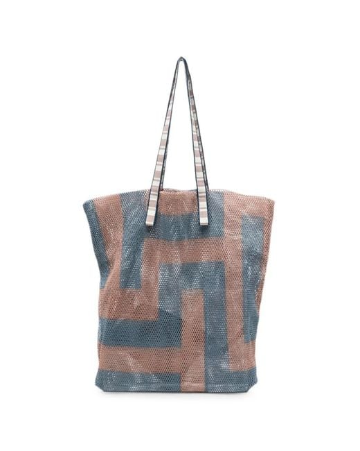 Epice Blue Geometric-Pattern Tote Bag