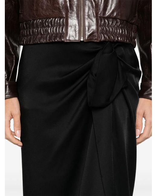 Stella McCartney Black Gathered Midi Skirt